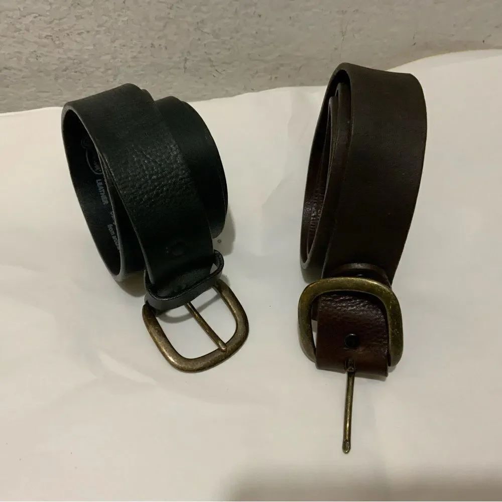 Justin Top Grain Leather Belt Size 42 Made In USA lot of 2 black & brown